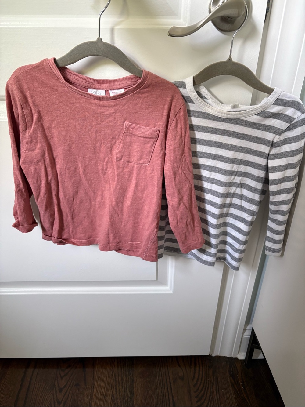 24M 2-3T Boys Toddler Zara neutral stripe long sleeve shirt bundle 2 piece lot